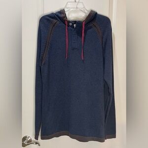 Carbon2Cobalt Men's Hiatus Blue/Brown Cashmere Blend Raglan Style Hoodie Size L